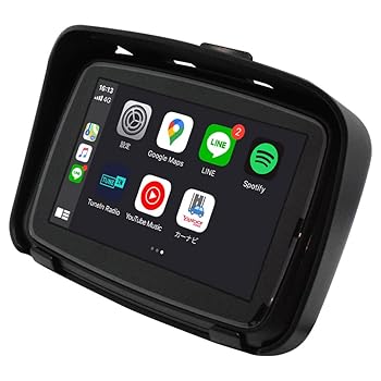 乐天商城 - 【中古】5インチ バイク用 防水 ポータブル ディスプレイオーディオ ワイヤレス CarPlay AndroidAuto PDA-05B