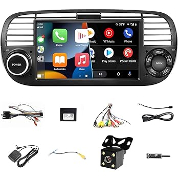 楽天AJIMURA-SHOP【中古】【未使用】Android 9 カーステレオ Fiat 500 （2007-2015） 対応 ワイヤレス Carplay Android Auto 7インチ IPS タッチスクリーン RDS カーラジオ 衛星ナビ/W