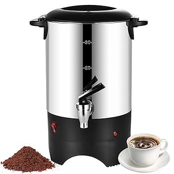 【中古】業務用コーヒー壺、5.5L/30カップステンレススチール電気コーヒーメーカー、蓋と取り外し可能なフィルター付き、ケータリング..
