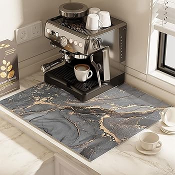 【中古】【未使用】コーヒーマシンマット、コーヒーメーカーマット、カウンタートップマット用流出マット、滑り止め、多機能、洗える、カトラリーボウルプレートガ