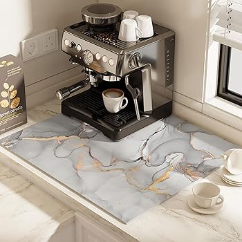 【中古】【未使用】コーヒーマシンマット、コーヒーメーカーマット、カウンタートップマット用流出マット、滑り止め、多機能、洗える、カトラリーボウルプレートガ
