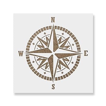 (15cm x 15cm) - Compass Stencil Template - Reusable Stencil with Multiple Sizes Available