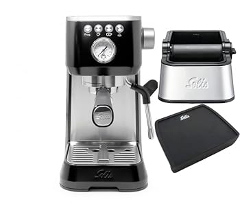 【中古】SOLIS バリスタ パーフェッタ コンパクト プログラム可能 エスプレッソマシン セット タンピングマット&ノックボックス付き ブラック