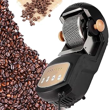 【中古】【未使用】ローラーコーヒー豆ロースター、豆焙煎機家庭用ステンレス鋼電気ドラムタイプ回転コーヒーロースター、最大ベーキング容量300G、304ステンレス鋼