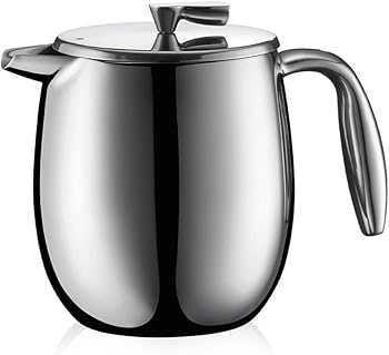 【中古】【未使用】コーヒーメーカー コーヒープレス フレンチプレス コーヒーメーカー ダブルウォール 500ml シルバー ステンレスフィルター ステンレス 二重構造
