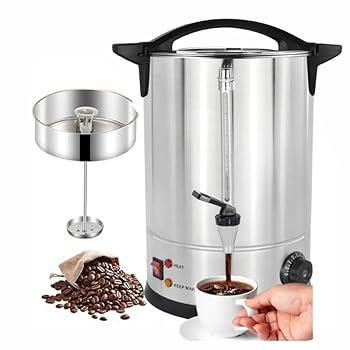 【中古】コーヒーポット 電気加熱バケッ25L 商用グレード ステンレススチール パーコレート コーヒーメーカー 業務用熱湯壺ディスペンサー オフィス用 コ