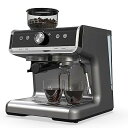 【中古】GarveeHome エスプレッソマシン グラインダー&ミルク泡立て器付き - 94オンスの貯水池とPIDコントロール - 家族やオフィスでの使用に最適 ダーク(2)