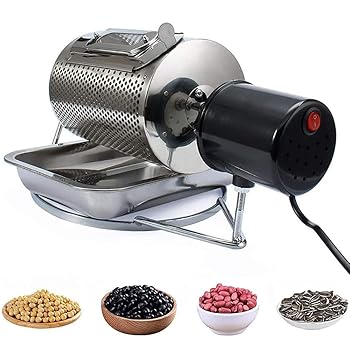 【中古】40W電気コーヒー豆ナッツロースター、ドラム直径14cm、25rpmの250gステンレススチールローラーベーキングマシン、穀物ゴマを焼くためのコーヒー