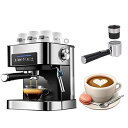 【中古】1.6Lコーヒーマシン、8500W半自動コーヒーマシン、20bar圧力エスプレッソマシン、独立した水タンク、タッチスクリーンコントロール、家庭、キッ