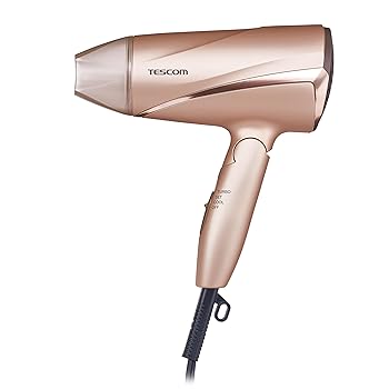 【中古】テスコム ヘアドライヤー マイナスイオン 折りたたみ 大風量 軽量 ゴールド TD330B-N