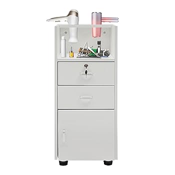 【中古】サロン収納キャビネット、美容室サロンスタイリングステーションオーガナイザー機器、ヘアスタイリストステーション、ヘアドライヤーホルダー2個(4)