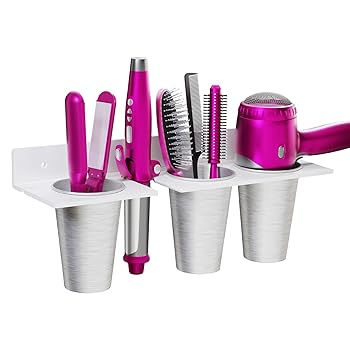 【中古】Hair Tool Organizer Wall Mount with 3 Stainless Steel Cup, 4mm Thickened Acrylic Hair Dryer Holder, Bathroom Accessories Storage for Bl 【中古】Hair Tool Organizer Wall Mount with 3 Stainless Steel Cup, 4mm Thickened Acrylic Hair Dryer Holder, Bathroom Accessories Storage for Bl