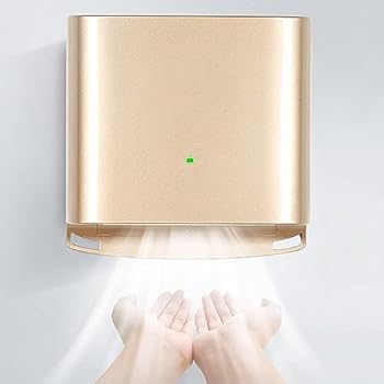 【中古】【未使用】自動誘導ハンドドライヤー、1250W 電気浴室ハンドドライヤー、調節可能な温冷、キッチン、浴室、トイレ用の業務用ハンドドライヤー、ゴールド