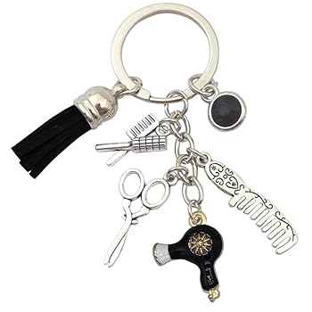 【中古】Moydolo かわいい櫛バサミ ヘアドライヤー タッセル付き カーキーチェーン リングチャーム ヘ..