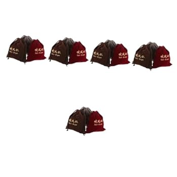 【中古】FOMIYES 5セット 収納袋 リネン黄麻布バッグ 化粧ポーチ 折りたたみヘアブラシ 巾着袋 布製 バッグ 旅行用 バッグ ファブリック 3個*5