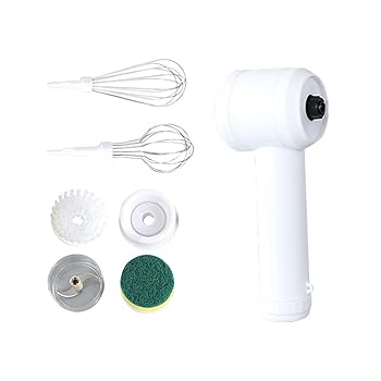 【中古】【未使用】ハンドヘルドミキサー、電動ハンドミキサー プロフェッショナル ポータブル コードレス USB 充電式 多機能 ケーキ用ムース用(ホワイト)(2)