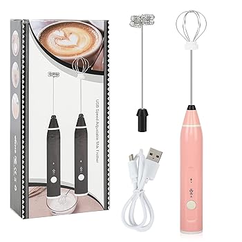 【中古】Daconovo 電動ハンドヘルド卵泡立て器 ミルク泡立て器 泡立て器 USB充電式ミキサー ステンレススチール泡立て器2個付き カプチーノ ラテ ホット