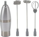 【中古】【未使用】電動ミルク泡立て器 ハンドヘルド バッテリー式 ポータブル ステンレス鋼泡立て器 ミルクフォーマー 3撹拌ヘッド 電気卵泡立て器 キッチンガジェ(2)