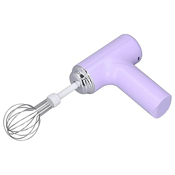 【中古】【未使用】ポータブル電動泡立て器ハンドミキサー、クリームサラダドレッシング用、交換可能な泡立て器2個、料理アーティスト向け (紫)