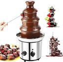 【中古】【未使用】チョコレートファウンテン、4段ホットチョコレートフォンデュファウンテンマシン、大型ステンレススチール製フォンデュファウンテン、パーティー