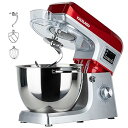 【中古】スタンドミキサー 8L大容量 99分タイマー機能 三種類アタッチメント付き 七段階速度調節 低騒音設計 一台三役 「練る」「混ぜる」「泡立てる」
