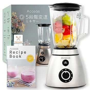 【中古】Acasasプロ推しのスムージーが作れるジューサー 5段階変速ミキサー 氷も砕ける500Wハイパワー 1500ml大容量ガラスボトル (A-1200)