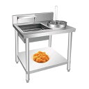 【中古】パン粉付けテーブル、フライドチキンフィッシュフード準備ステーション、手動パン粉付け準備ステーション 、シェフが揚げ物を調理するのに最適、
