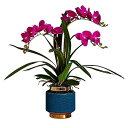 【中古】造花、鉢植えの造花胡蝶蘭、セラミック花瓶付き造花、ウェディングパーティーのダイニングテーブルセンターピース装飾、高さ22.8インチ(A)