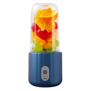 【中古】Bivoyud 果物、野菜、ジュース、スムージー、離乳食、栄養補助食品などのジューサー、大容量、多目的、お手入れ簡単、コンパクト、持ち運びやすい、学校、アウトドア、旅行、出張、オフィス (ブルー,シングルカップ（1機、1カップ、1蓋...