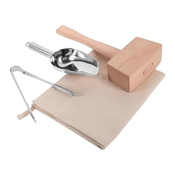 【中古】1 セット 砕き 氷 セット 氷 袋 氷 道具 粉砕 袋 氷 粉砕機 氷 木槌 ウェイター 道具 乾燥 氷 ..