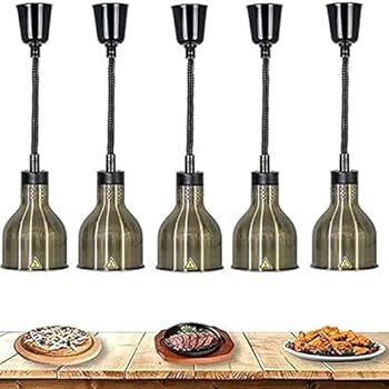 【中古】【未使用】パーティー用調節可能な食品加熱ウォーマーランプ5個パック ビュッフェ用ヒートランプ レストラン設備用 メタルシャンデリア,