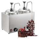 【中古】業務用チーズウォーマー、2 x 2L容器、業務用ソースポンプディスペンサー30-110℃、加熱チョコレートポンプフードウォーマーステンレススチール