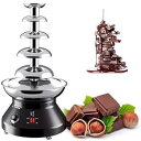 【中古】チョコレートファウンテンフォンデュ - 5段大容量チョコレートウォーターフォール、調節可能なモーターと温度ダイヤル付き、パーティー、結婚式