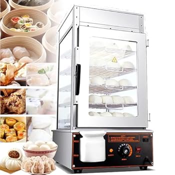 【中古】業務用5層蒸しパン機、1200W電気フードウォーマー、30?110℃の温度範囲、店舗の食堂用、,(2)
