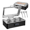 【中古】9L 電気ビュッフェディッシュウォーマー 食べ物を温かく保つ ステンレススチールビュッフェヒーター 3つのフィルタークリップ付き キッチンダイ
