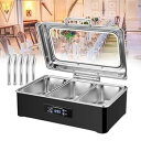 【中古】【未使用】業務用食品ウォーマービュッフェヒーター、デジタルディスプレイパネル付き電気ステンレススチール食品スチームテーブル、食品を温かく保つため