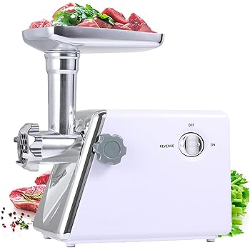 【中古】電動ミートグラインダー、ソーセージメーカー、800W ステンレススチールフードミンサー、3種類..