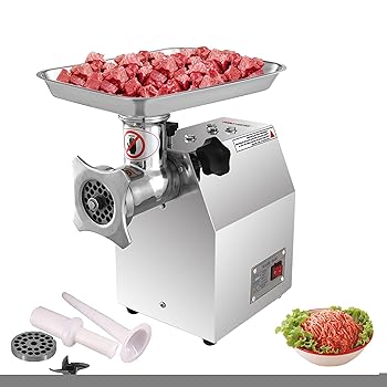 【中古】800/1100W 業務用ミンサー、肉屋用肉挽き機、ステンレススチール製肉チョッパー、高耐久挽き肉..
