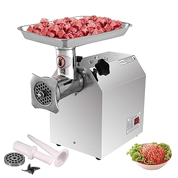 【中古】800/1100W 業務用ミンサー、肉屋用肉挽き機、ステンレススチール製肉チョッパー、高耐久挽き肉..