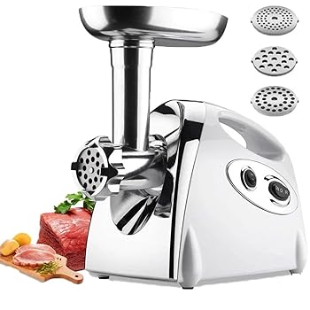 【中古】電動ミートグラインダー、3枚刃付き食品粉砕ミンチ機、多機能ソーセージ充填機、ソーセージメ..