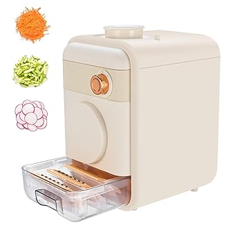 【中古】【未使用】フードプロセッサー内蔵収納引き出し、コンテナ付き電動野菜チョッパー、92MM大直径、交換可能なステンレス鋼ブレード6枚付きサラダメーカー、大