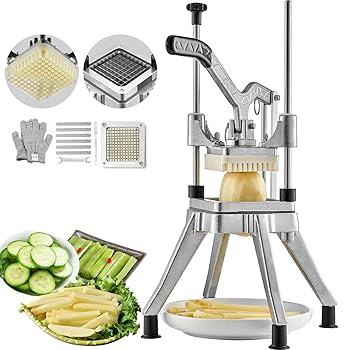 【中古】多機能切断機、電動フライドポテトカッター、延長ハンドル付き手動ポテトカッター、ジャガイモ..