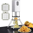 【中古】電動フライドポテトカッター、垂直ポテトチップカッター、1/2 & 3/8インチの刃付き、プロの商業および家庭用フライドポテトカッター、ジャガイモ