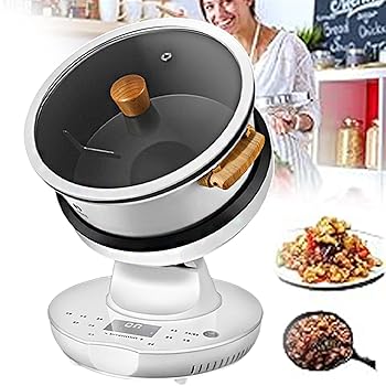 【中古】【未使用】業務用 8L フードプロセッサー、3 段ギアポット調整機能付き自動炒め機、炒め、煮込み、煮込み用ノンスティック炊飯ロボット - 360° 回転加熱