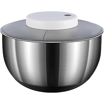 【中古】【未使用】[otoye] 自動電動サラダ脱水機、4.8L、ステンレス製、USB 充電式、家庭用レタス洗浄機、春分の日のピクニック野菜加工機、ビンテージデザインレ