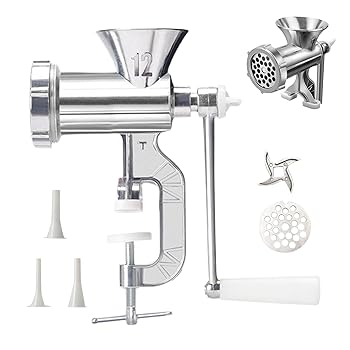 【中古】【未使用】ミートグラインダーヘビーデューティ、マニュアルミートグラインダー | ハンドミートグラインダーとソーセージ詰め物 - 家庭用および商用利用の