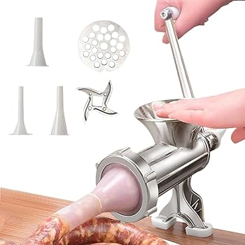 【中古】【未使用】肉のミンサー、ミートグラインダーヘビーデューティ, 合金肉ミンサーソーセージグラインダー, 粉砕プレートと詰め物チューブを備えたヘビーデュ