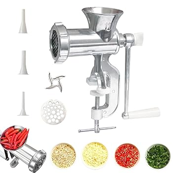【中古】【未使用】マニュアルミートグラインダー、ソーセージグラインダー | 家で使用するための手肉グラインダー | 粉砕プレートと詰め物チューブを備えたキッチ