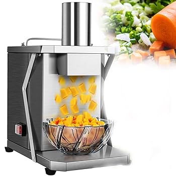 【中古】【未使用】200W業務用野菜チョッパー、3 in 1自動野菜ダイサー、電動ポテトタマネギニンジンダイシングキューブカッティングマシン野菜チョッパー、業務用