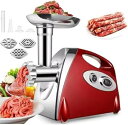 【中古】110V 電動ミンサー ミンチ機 肉挽き器 3種類カット ミートグラインダー 野菜みじん切り器 腸詰め機 カットプレートと腸詰めノズル付 電動ミンサ